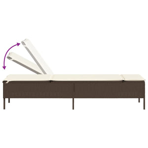 Lettino Prendisole con Cuscino Marrone in Polyrattan 4002720