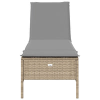 Lettino Prendisole con Cuscini Beige in Polyrattan