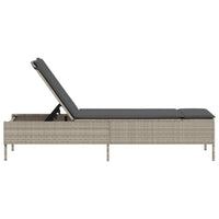 vidaXL Lettino Prendisole con Cuscino Grigio Chiaro in Polyrattan