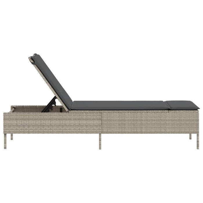 vidaXL Lettino Prendisole con Cuscino Grigio Chiaro in Polyrattan