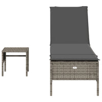 Lettino Prendisole con Tavolo e Cuscino Grigio in Polyrattan 4002730