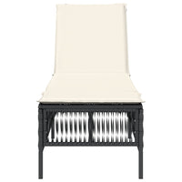 Lettino Prendisole con Cuscino Nero in Polyrattan