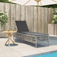 Lettino Prendisole con Cuscino Grigio Chiaro in Polyrattan