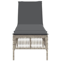Lettino Prendisole con Cuscino Grigio Chiaro in Polyrattan