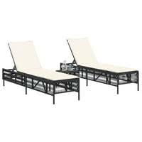 Lettini Prendisole 2 pz con Tavolino Nero in Polyrattan 4002746