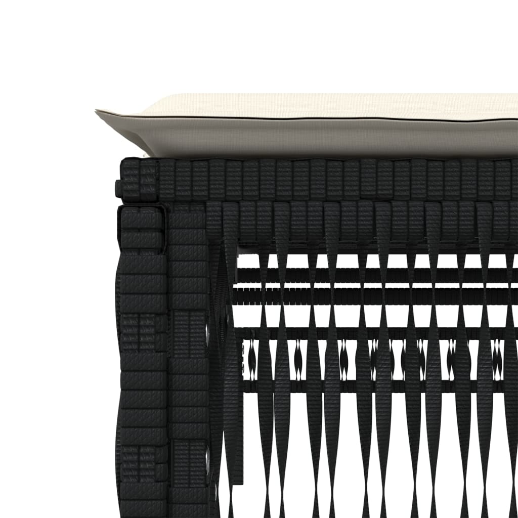 Lettini Prendisole 2 pz con Tavolino Nero in Polyrattan 4002746