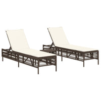 Lettini Prendisole 2 pz con Tavolino Marrone in Polyrattan 4002747