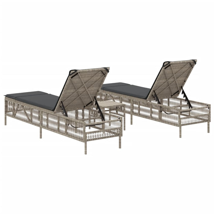 vidaXL Lettini Prendisole 2pz con Tavolino Grigio Chiaro in Polyrattan