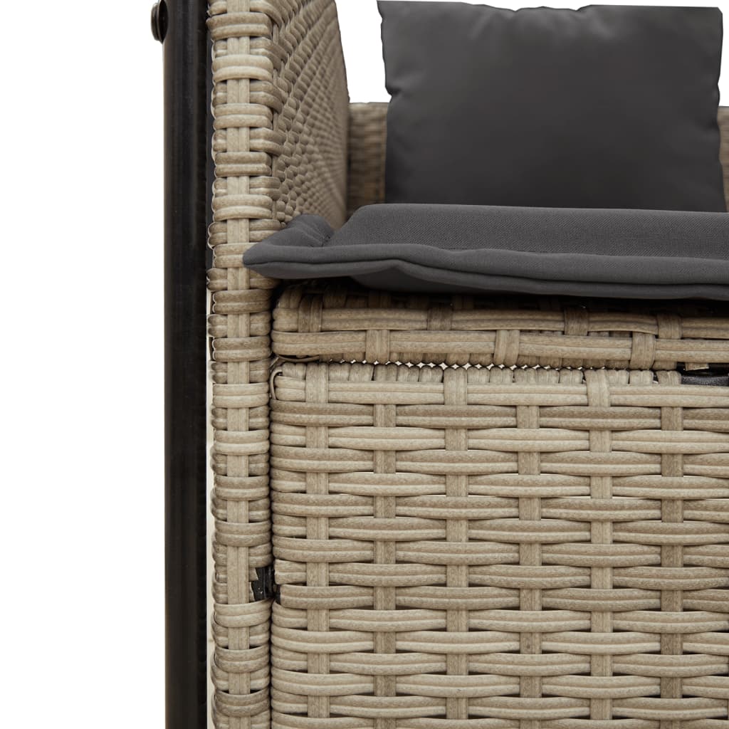 Lettino Prendisole Tetto e Tende Grigio Chiaro in Polyrattan 4002760