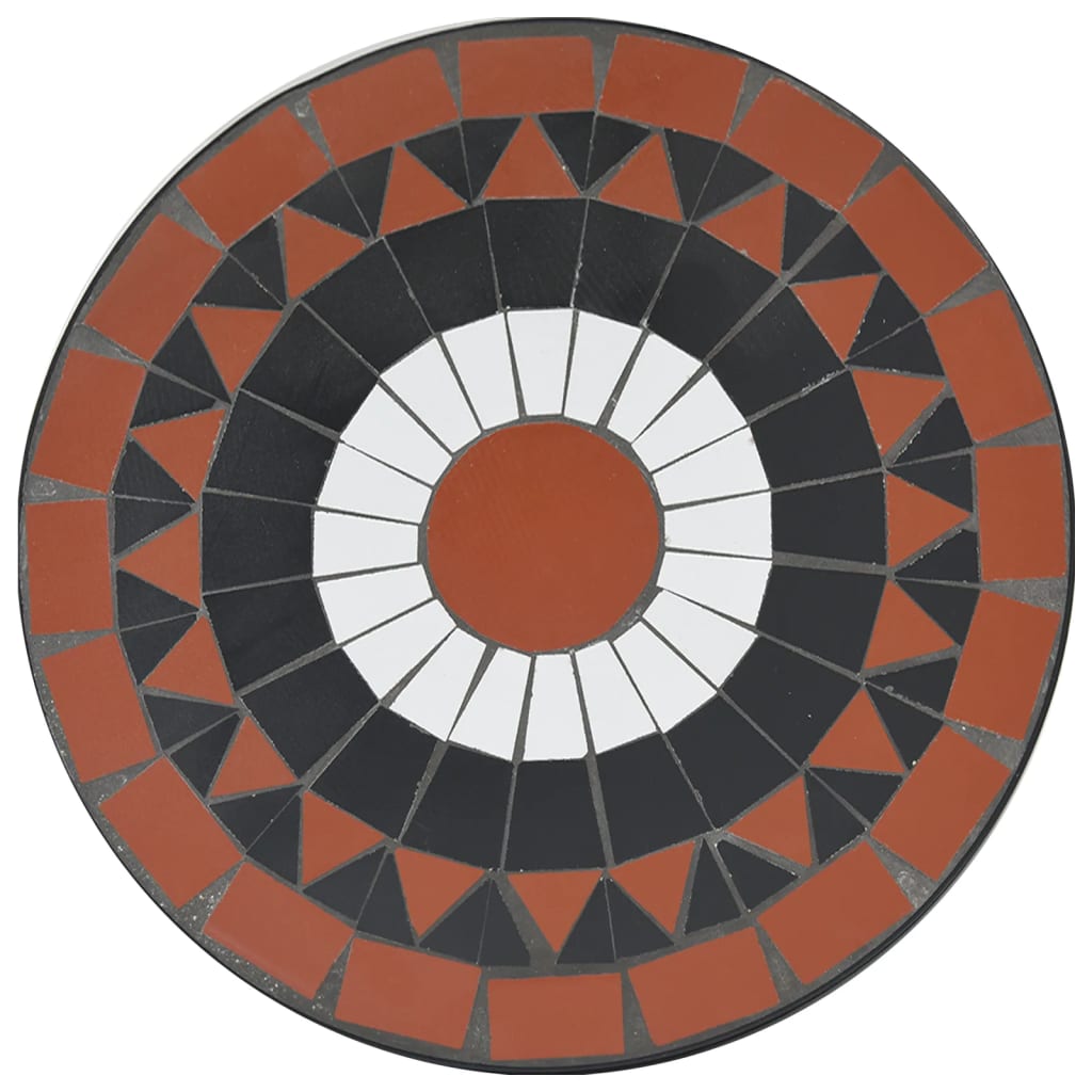 Tavolino Bistrot con Mosaico Terracotta e Bianco Ceramica 4003401