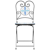 Sedie da Bistrò Pieghevoli 2 pz Blu e Bianco in Ceramica 4003404