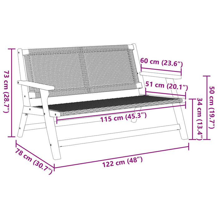 Arredamento da Giardino con cuscino Nero 122 x 78 x 73cm 367819