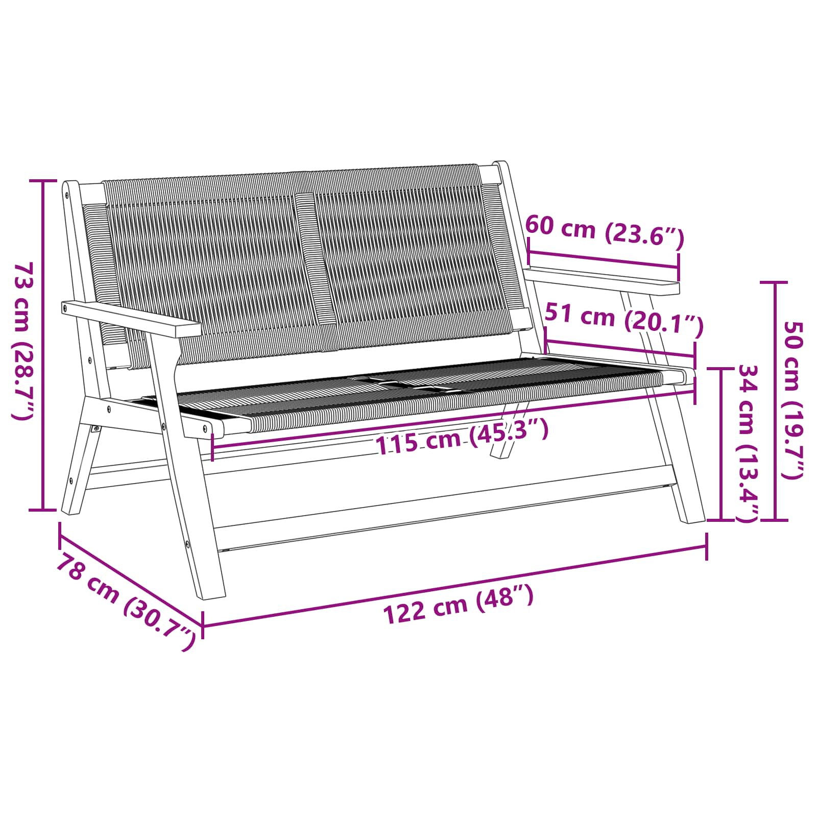 Arredamento da Giardino Nero 78 x 122 x 73cm 367823