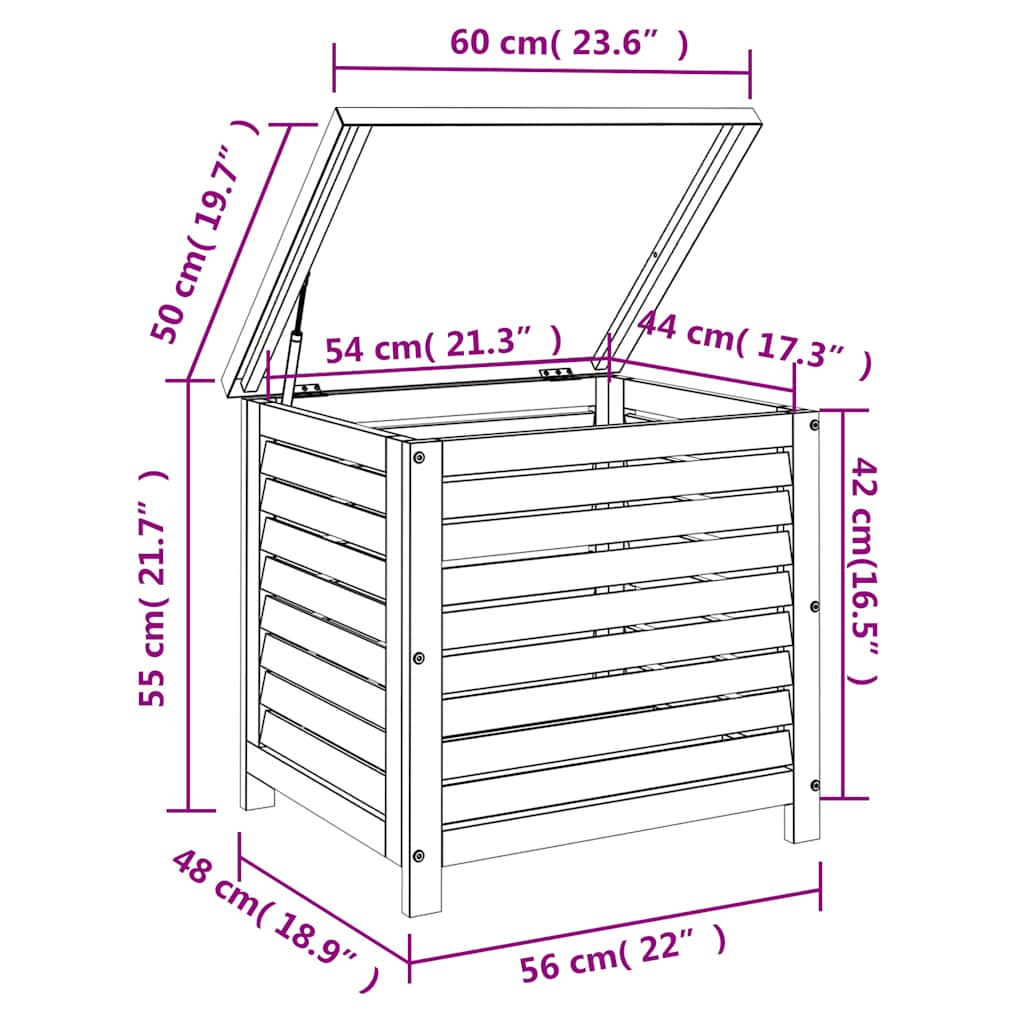 Contenitore da Giardino 60x50x55 cm Legno Massello di Eucalipto