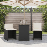 Set da Bistrò 3 pz con Cuscini Nero in Polyrattan 4003869
