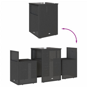 Set da Bistrò 3 pz con Cuscini Nero in Polyrattan 4003869