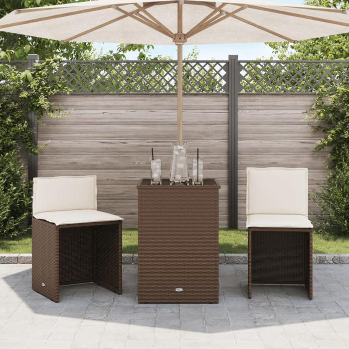 Set Bistrò 3 pz con Cuscini Marrone in Polyrattan 4003870