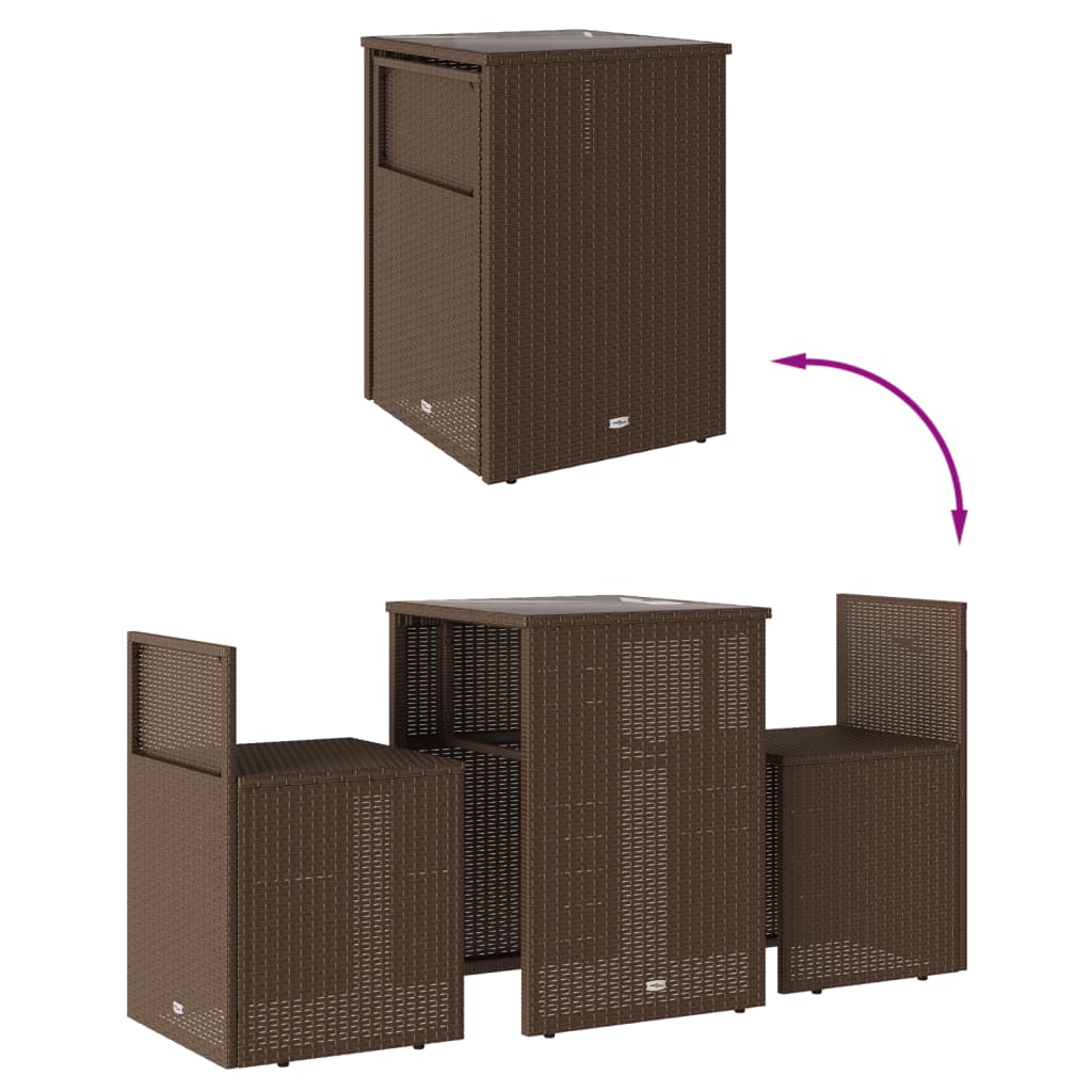 Set Bistrò 3 pz con Cuscini Marrone in Polyrattan 4003870