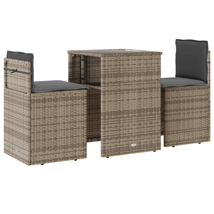 vidaXL Set da Bistrò 3 pz con Cuscini Beige in Polyrattan