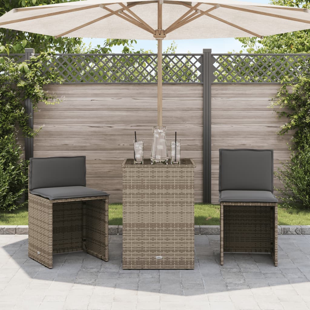 vidaXL Set da Bistrò 3 pz con Cuscini Beige in Polyrattan