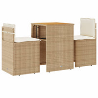 Set da Bistrò 3 pz con Cuscini Beige in Polyrattan 4003877