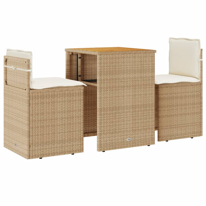 Set da Bistrò 3 pz con Cuscini Beige in Polyrattan 4003877