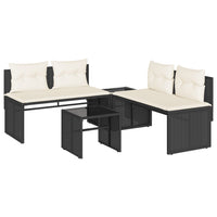 vidaXL Set Divani da Giardino 4 pz con Cuscini Nero in Polyrattan