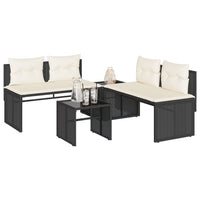 vidaXL Set Divani da Giardino 4 pz con Cuscini Nero in Polyrattan