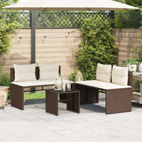 vidaXL Set Divano da Giardino 4 pz con Cuscini Marrone in Polyrattan