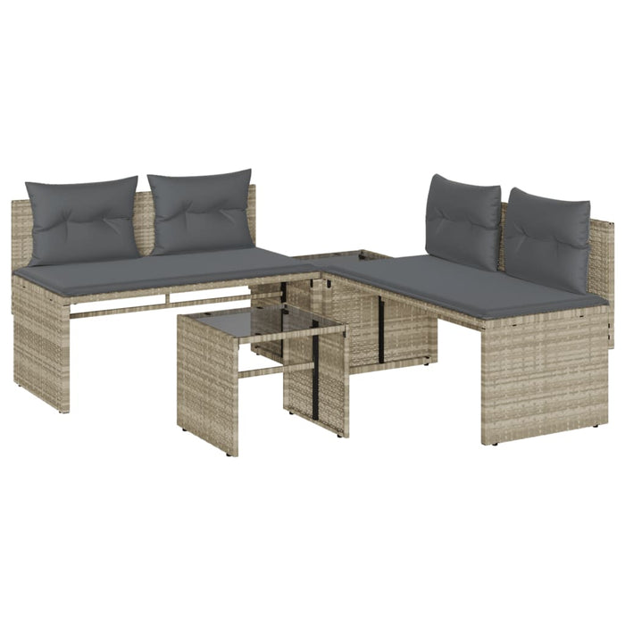 Set Divano da Giardino 4 pz con Cuscini-Sofa da Giardino-Divanetto da esterno Grigio Chiaro Polyrattan 560805