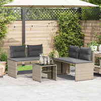 Set Divano da Giardino 4 pz con Cuscini-Sofa da Giardino-Divanetto da esterno Grigio Chiaro Polyrattan 560805