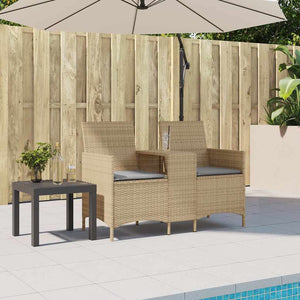 Divano Giardino 2 Posti con Tavolo e Cuscini Beige Polyrattan 4003887