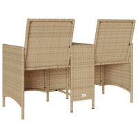 Divano Giardino 2 Posti con Tavolo e Cuscini Beige Polyrattan 4003887