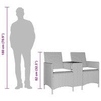 Divano Giardino 2 Posti con Tavolo e Cuscini Beige Polyrattan 4003887