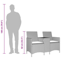 Divano 2 Posti con Tavolo e Cuscini Grigio Chiaro Polyrattan 4003889