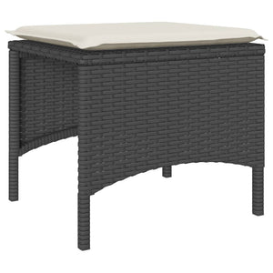 Divano Giardino 2 Posti con Tavolo e Sgabelli-Sofa da Giardino-Divanetto da esterno Nero Polyrattan 331984