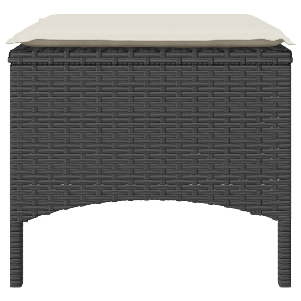 vidaXL Divano Giardino 2 Posti con Tavolo e Sgabelli Nero Polyrattan