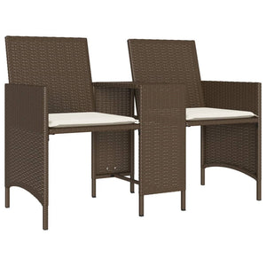 Divano Giardino 2Posti con Tavolo e Sgabelli Marrone Polyrattan 4003891