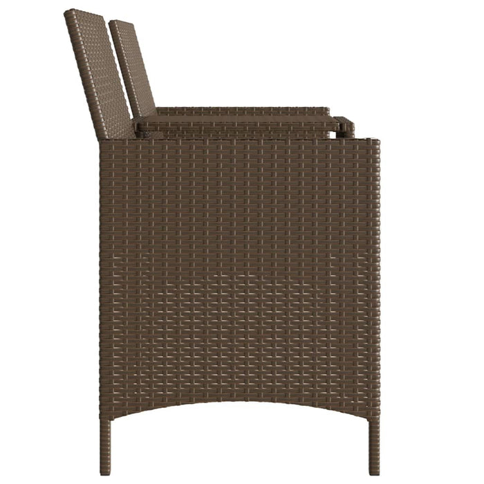 Divano Giardino 2 Posti con Tavolo e Sgabell-Sofa da Giardino-Divanetto da esternoi Marrone Polyrattan 667148
