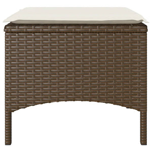 Divano Giardino 2 Posti con Tavolo e Sgabell-Sofa da Giardino-Divanetto da esternoi Marrone Polyrattan 667148