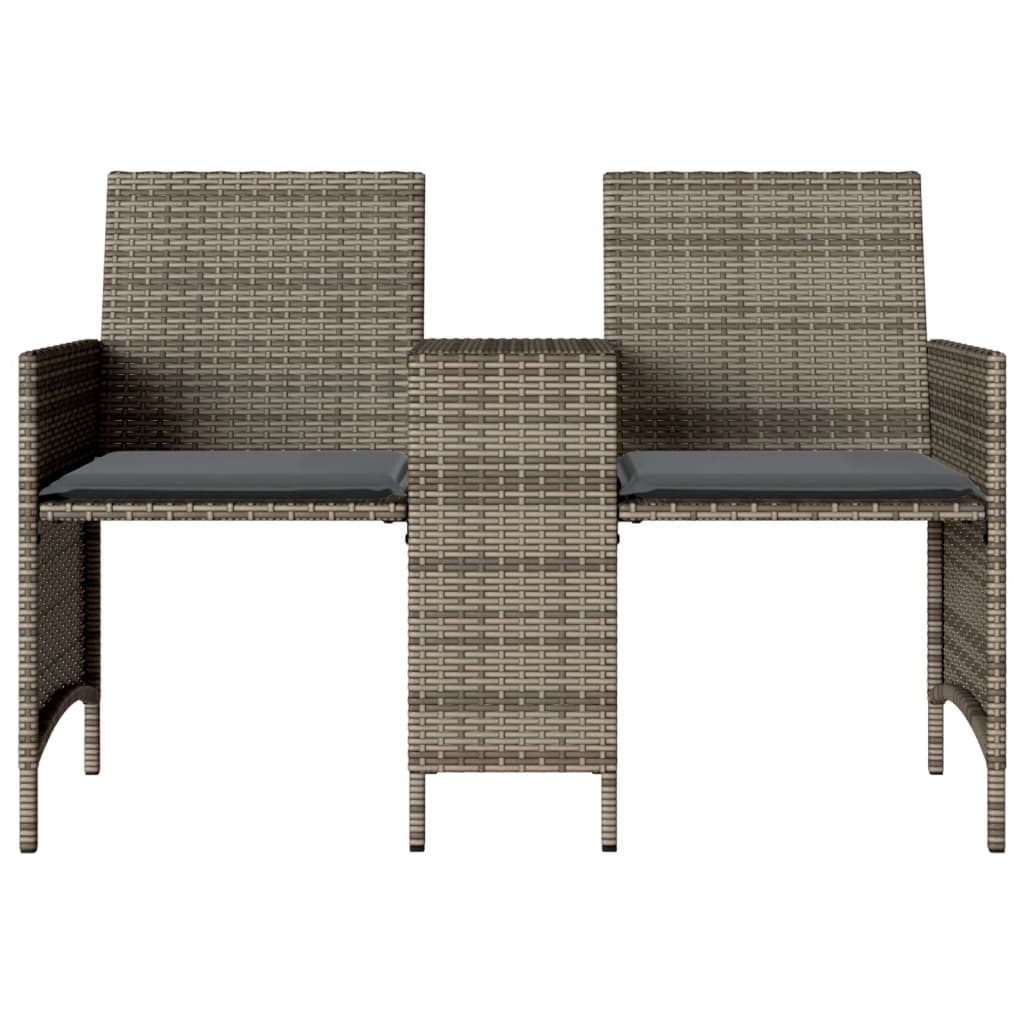 vidaXL Divano Giardino 2 Posti con Tavolo e Sgabelli Grigio Polyrattan