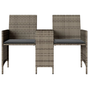 vidaXL Divano Giardino 2 Posti con Tavolo e Sgabelli Grigio Polyrattan
