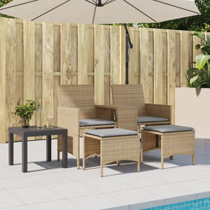 vidaXL Divano Giardino 2 Posti con Tavolo e Sgabelli Beige Polyrattan