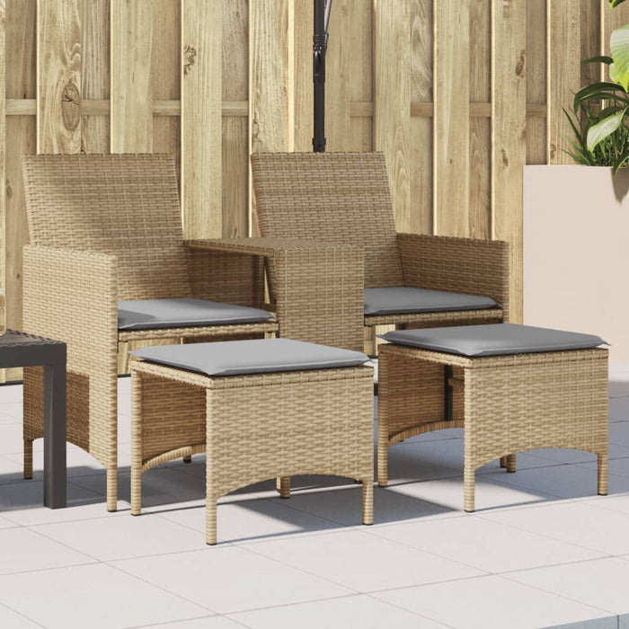 vidaXL Divano Giardino 2 Posti con Tavolo e Sgabelli Beige Polyrattan