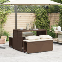 Set da Pranzo da Giardino 3pz con Cuscini in Polyrattan Marrone 4003903