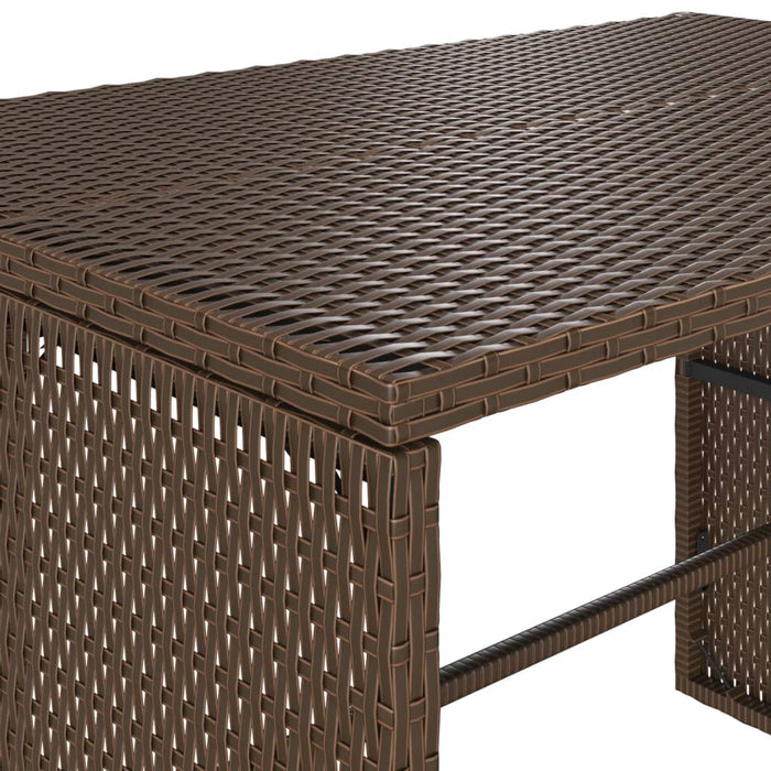Set da Pranzo da Giardino 3pz con Cuscini in Polyrattan Marrone 4003903