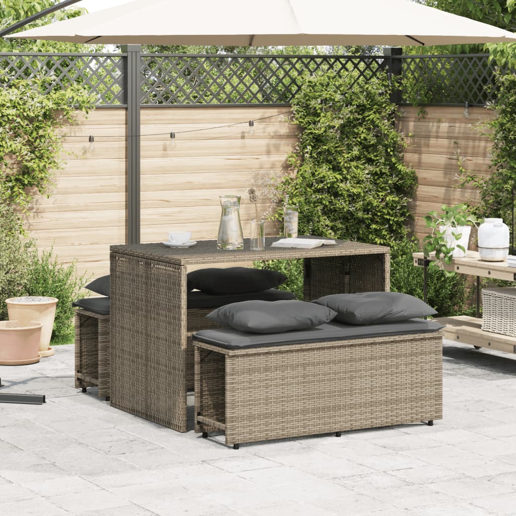 Set da Pranzo da Giardino 3 pz con Cuscini in Polyrattan Grigio 4003904