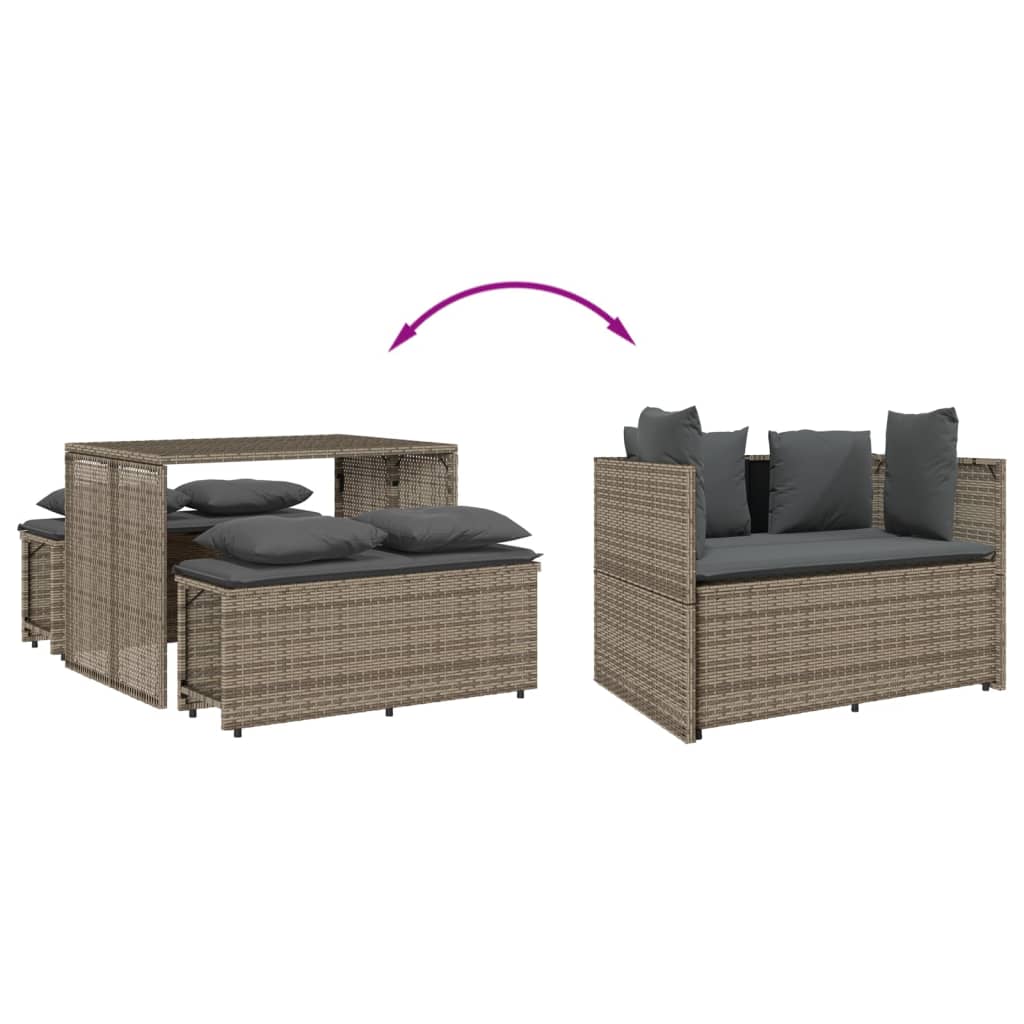 Set da Pranzo da Giardino 3 pz con Cuscini in Polyrattan Grigio 4003904