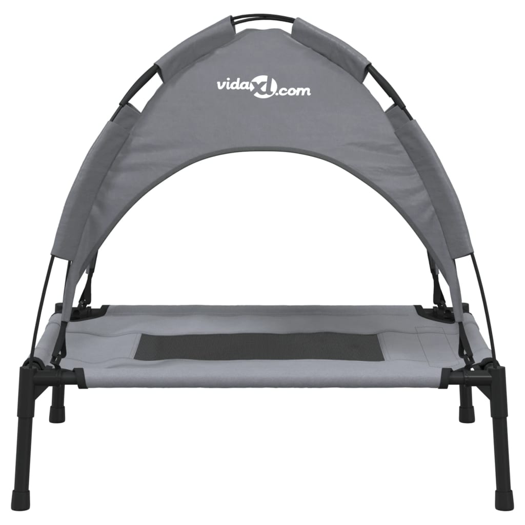 Comoda cuccia per cani cesto divano con baldacchino tessuto Oxford e acciaio antracite 02_0043063