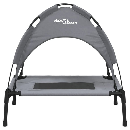 Comoda cuccia per cani cesto divano con baldacchino tessuto Oxford e acciaio antracite 02_0043063